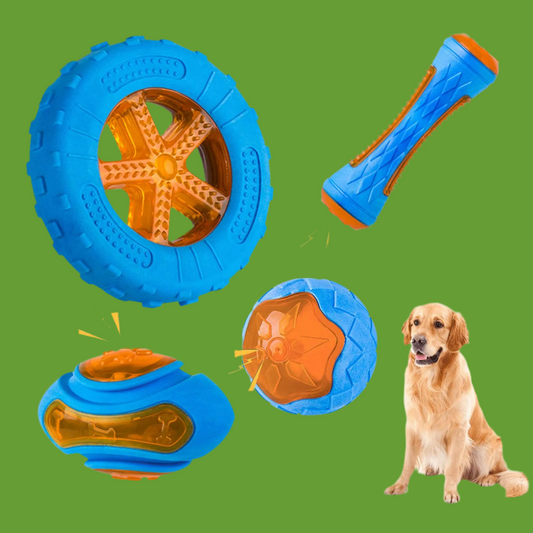 Jouets pour chiens en caoutchouc pour chien à mâcher, résistant aux morsures, jouet de jeu d'entraînement grinçant, jouets interactifs pour chiens pour grands chiens, nettoyage des dents