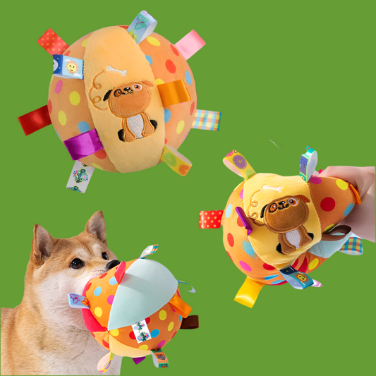 Jouet pour chien à balle interactive pour l'entraînement des mâcheurs agressifs Décompresser la poignée en peluche résistante aux morsures Jouets pour chiens avec cloches Fournitures pour animaux de compagnie