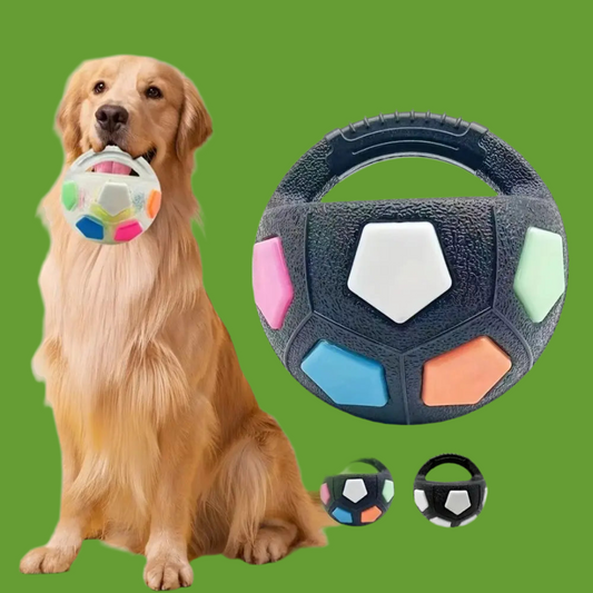 Animal Dog Toys Football Ball Durable TPR Interactive Squeaky Pet Football avec poignée Grincement de dents et entraînement