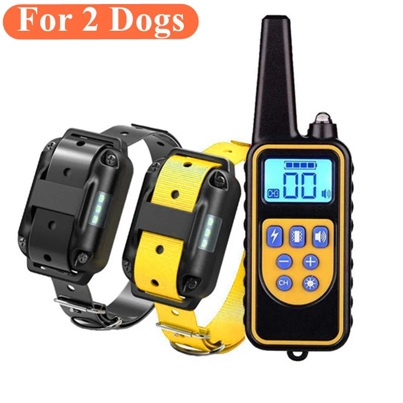 Collier de dressage électrique pour chien Collier d'aboiement pour chien étanche pour animaux de compagnie avec télécommande Dispositif anti-aboiement rechargeable Chiens de toutes tailles