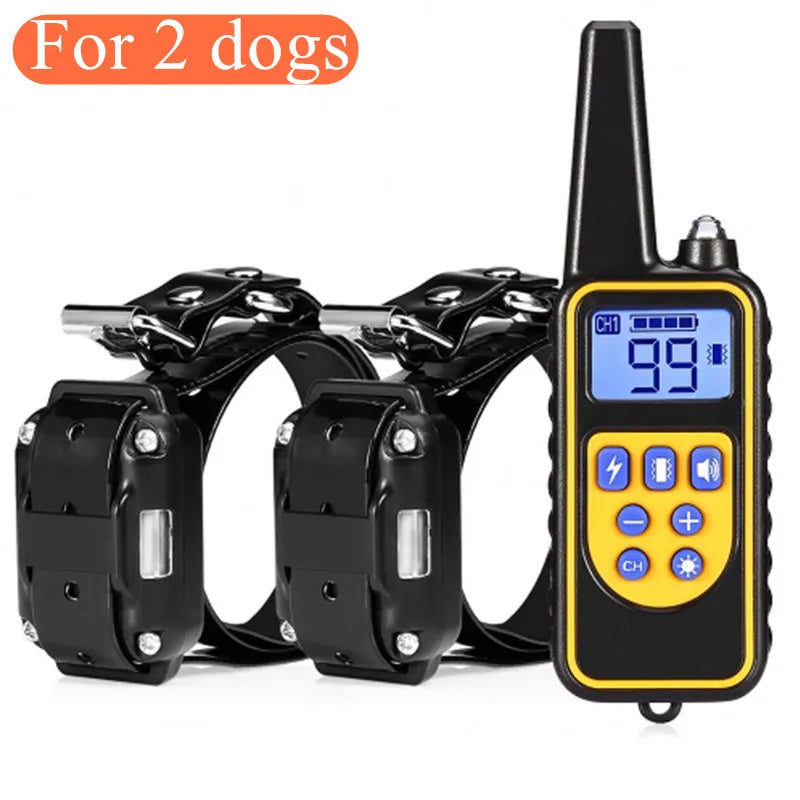 Collier de dressage électrique pour chien Collier d'aboiement pour chien étanche pour animaux de compagnie avec télécommande Dispositif anti-aboiement rechargeable Chiens de toutes tailles