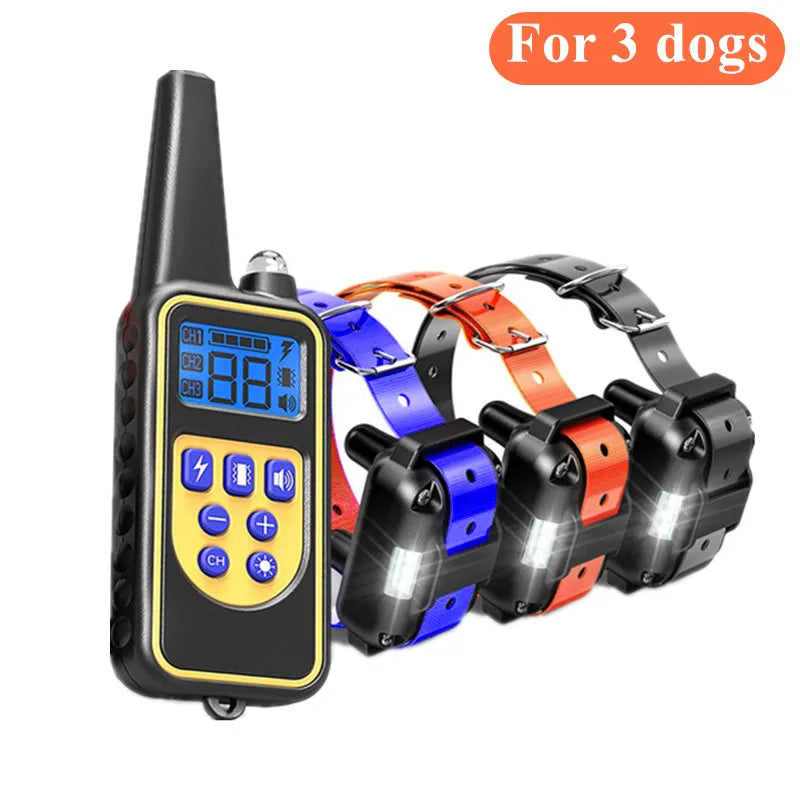 Collier de dressage électrique pour chien Collier d'aboiement pour chien étanche pour animaux de compagnie avec télécommande Dispositif anti-aboiement rechargeable Chiens de toutes tailles