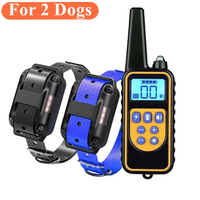 Collier de dressage électrique pour chien Collier d'aboiement pour chien étanche pour animaux de compagnie avec télécommande Dispositif anti-aboiement rechargeable Chiens de toutes tailles