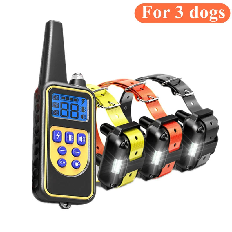 Collier de dressage électrique pour chien Collier d'aboiement pour chien étanche pour animaux de compagnie avec télécommande Dispositif anti-aboiement rechargeable Chiens de toutes tailles