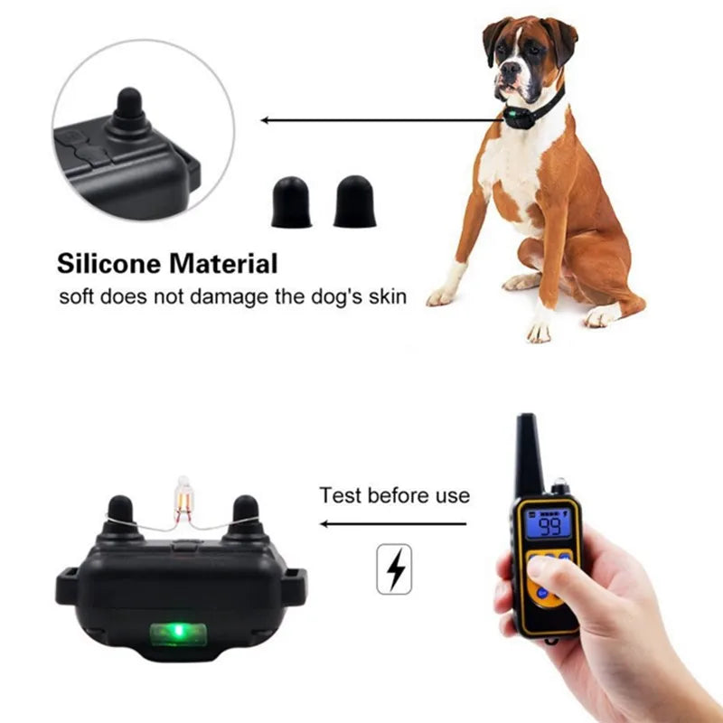 Collier de dressage électrique pour chien Collier d'aboiement pour chien étanche pour animaux de compagnie avec télécommande Dispositif anti-aboiement rechargeable Chiens de toutes tailles