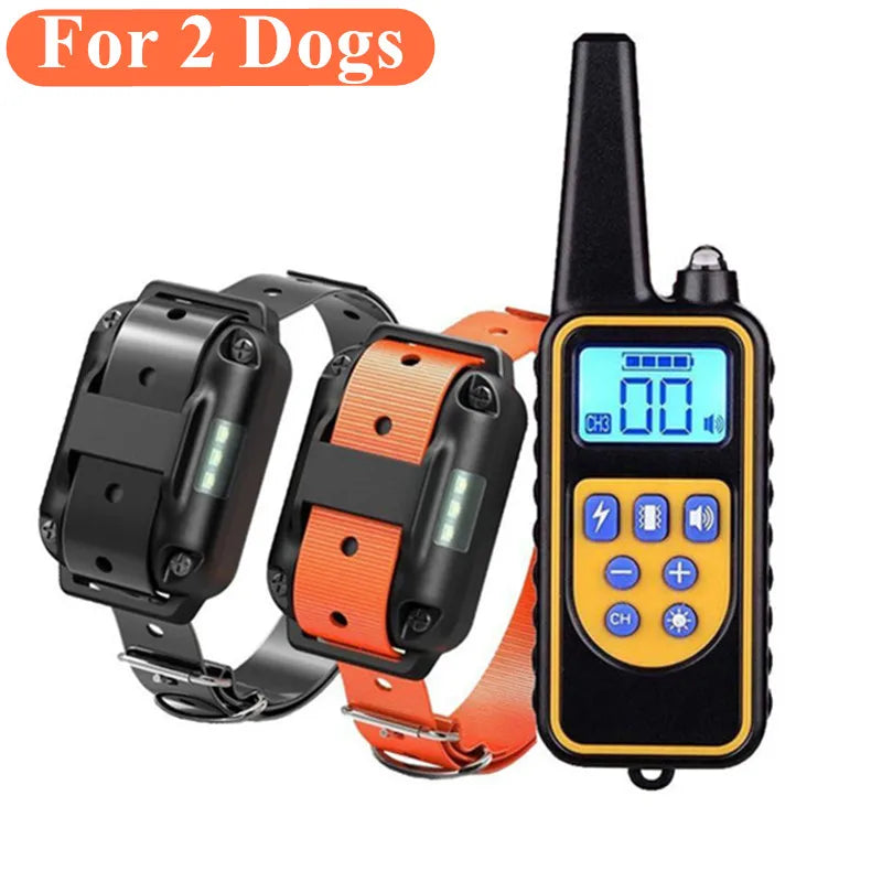 Collier de dressage électrique pour chien Collier d'aboiement pour chien étanche pour animaux de compagnie avec télécommande Dispositif anti-aboiement rechargeable Chiens de toutes tailles