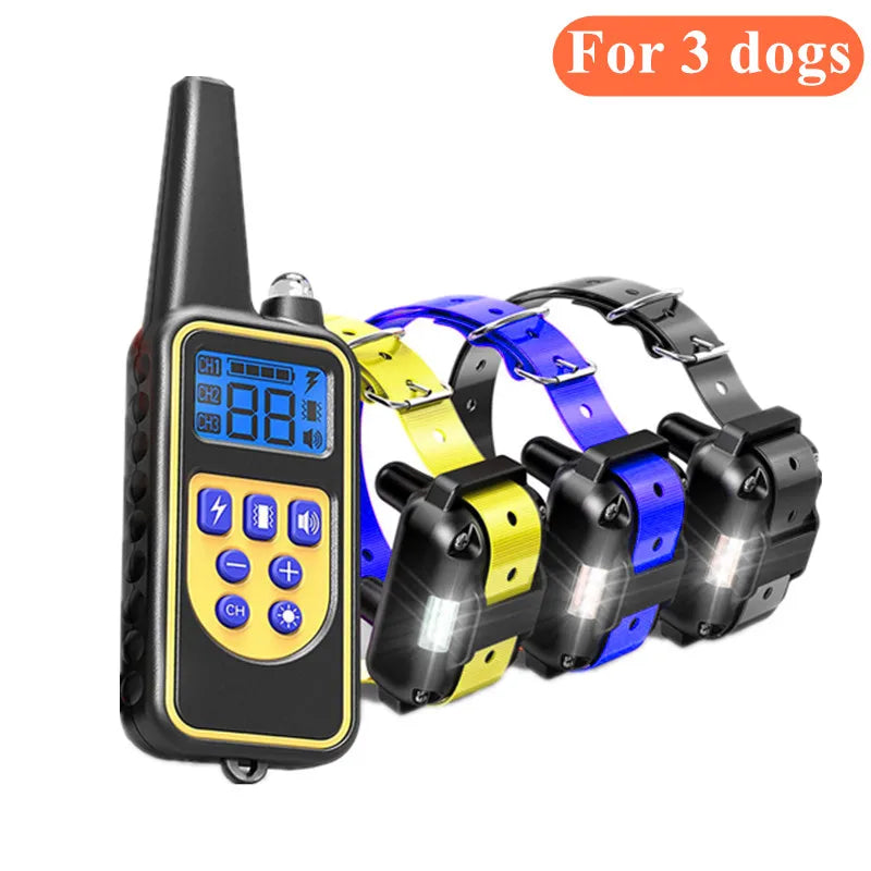 Collier de dressage électrique pour chien Collier d'aboiement pour chien étanche pour animaux de compagnie avec télécommande Dispositif anti-aboiement rechargeable Chiens de toutes tailles