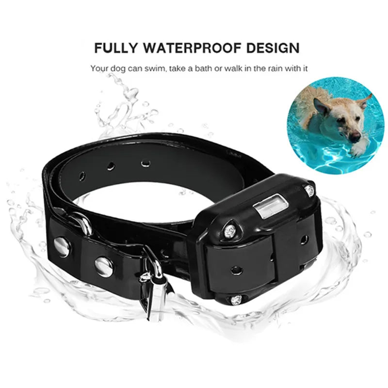 Collier de dressage électrique pour chien Collier d'aboiement pour chien étanche pour animaux de compagnie avec télécommande Dispositif anti-aboiement rechargeable Chiens de toutes tailles
