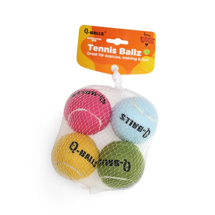 4Pcs/Set Jouet pour chien Q-MONSTER Boules à mâcher en caoutchouc naturel à paroi épaisse pour chiens Tennis Balles rebondissantes interactives pour l'entraînement