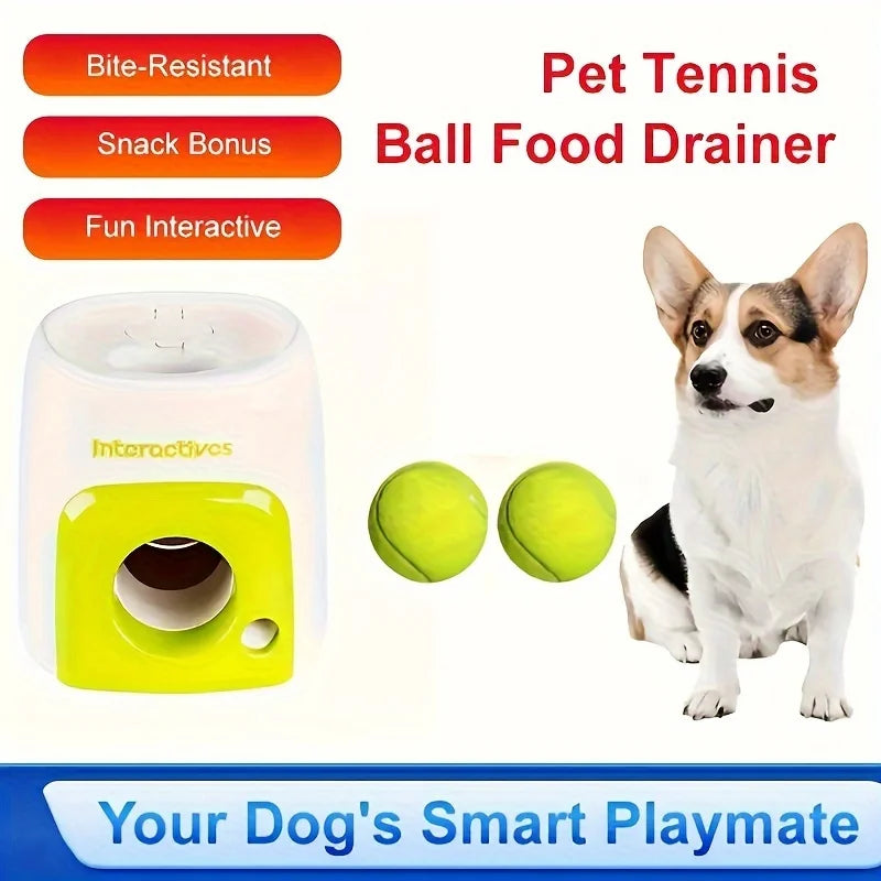 Lanceur de tennis pour animaux de compagnie Chien Chat Chasse Entraînement Jouet amusant Machine de récompense Machine d'alimentation intelligente Machine de lancer avec 2 balles