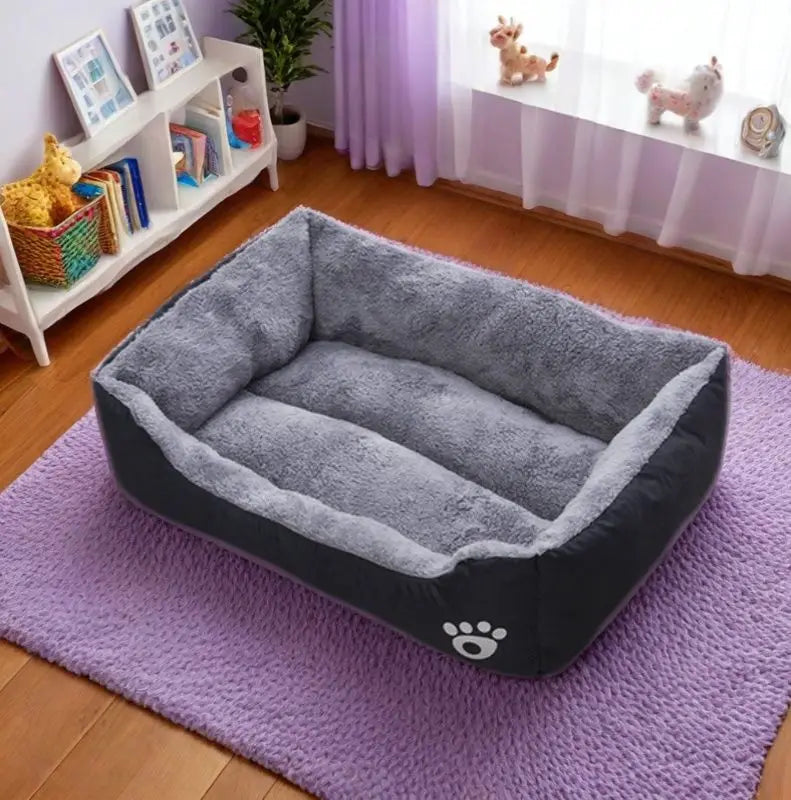 Chenil noir en peluche pour chien, grand, moyen et petit lit de couchage pour chien, antidérapant et résistant aux morsures, tapis de couchage pour animaux de compagnie