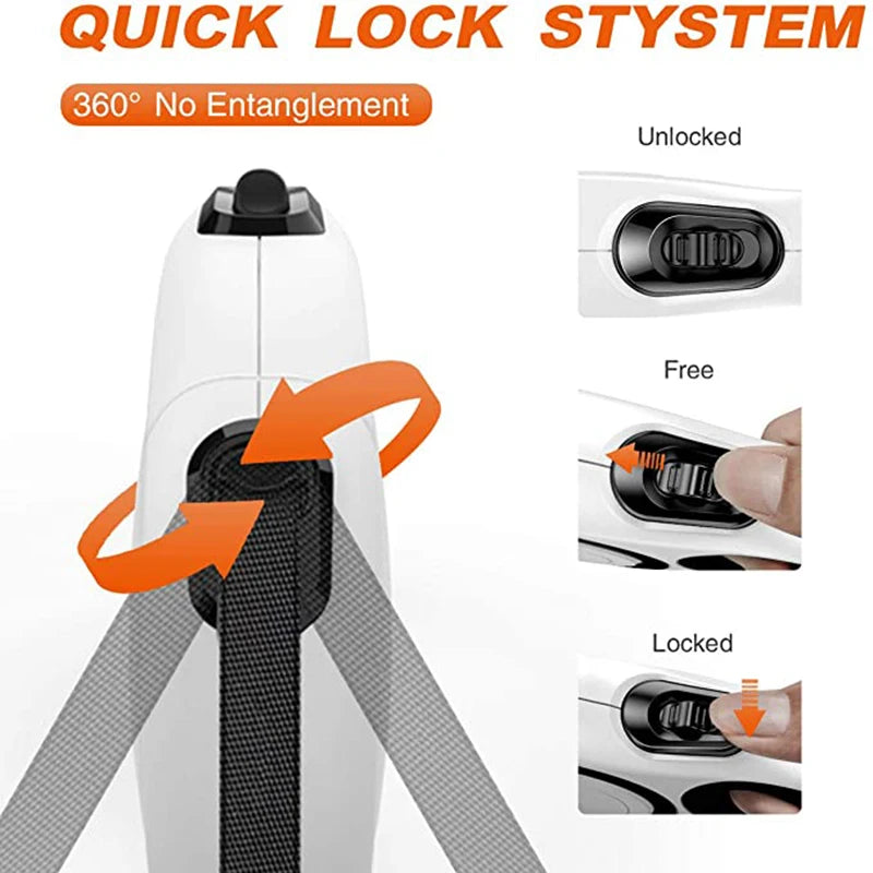 3/5/8M Chiens de compagnie Laisse d'extension Nylon durable Laisse de chien rétractable automatique pour petits, moyens, grands chiens