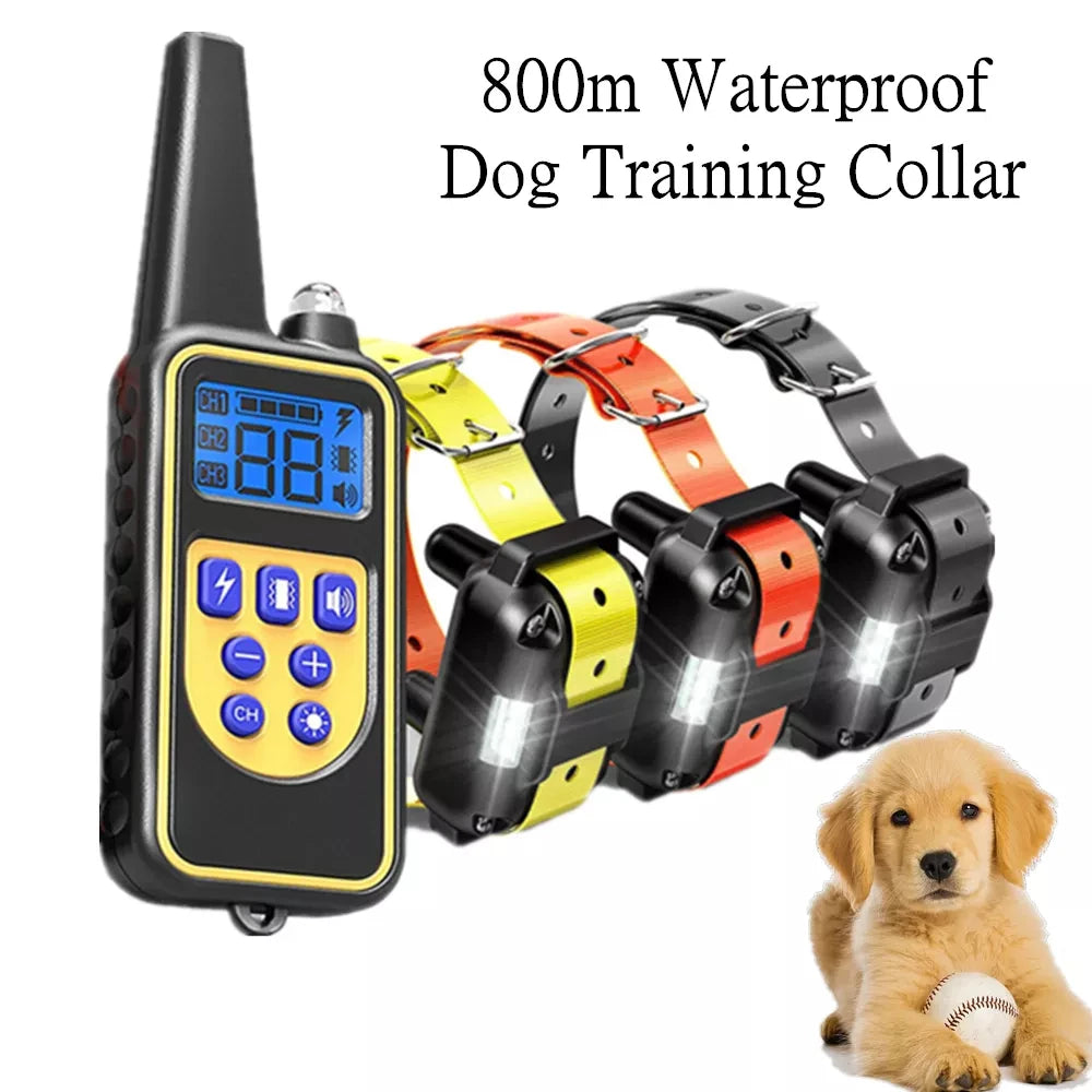 Collier de dressage électrique pour chien Collier d'aboiement pour chien étanche pour animaux de compagnie avec télécommande Dispositif anti-aboiement rechargeable Chiens de toutes tailles
