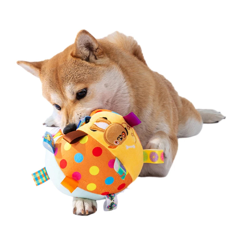 Jouet pour chien à balle interactive pour l'entraînement des mâcheurs agressifs Décompresser la poignée en peluche résistante aux morsures Jouets pour chiens avec cloches Fournitures pour animaux de compagnie