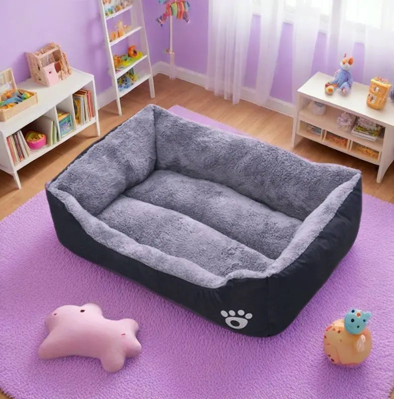 Chenil noir en peluche pour chien, grand, moyen et petit lit de couchage pour chien, antidérapant et résistant aux morsures, tapis de couchage pour animaux de compagnie