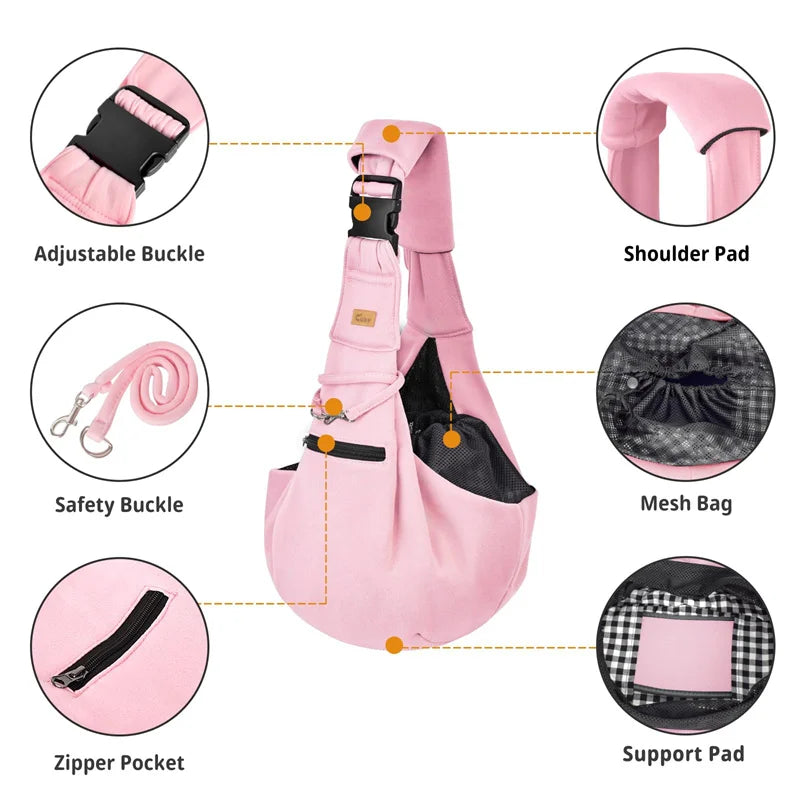 Sac de transport pour chien de compagnie Voyage en plein air Sacs à bandoulière pour chiots Chiens Single Comfort Sling Sac à main Fourre-tout Pochette Chaton Corgi Transport Animaux de compagnie