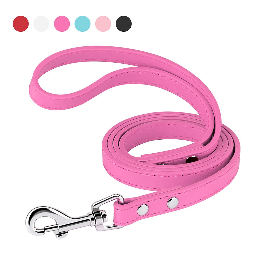 Laisse pour chien en cuir PU de 120 cm Laisse pour chien en cuir souple de 4 pieds Laisse d'entraînement de marche pour animaux de compagnie Durable pour petits chiens moyens Pitbull Chihuahua