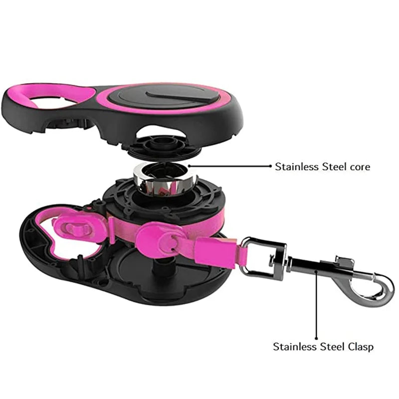 3/5/8M Chiens de compagnie Laisse d'extension Nylon durable Laisse de chien rétractable automatique pour petits, moyens, grands chiens