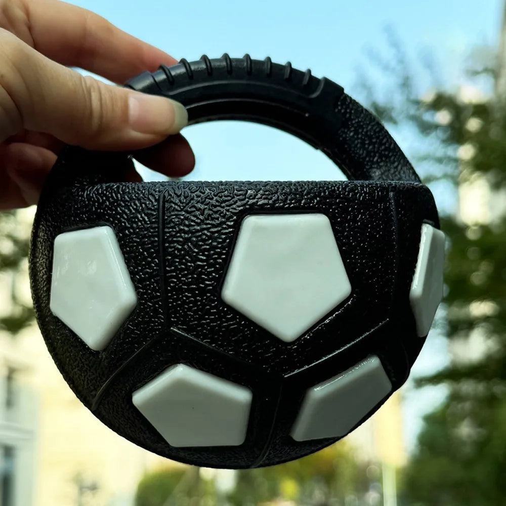 Animal Dog Toys Football Ball Durable TPR Interactive Squeaky Pet Football avec poignée Grincement de dents et entraînement