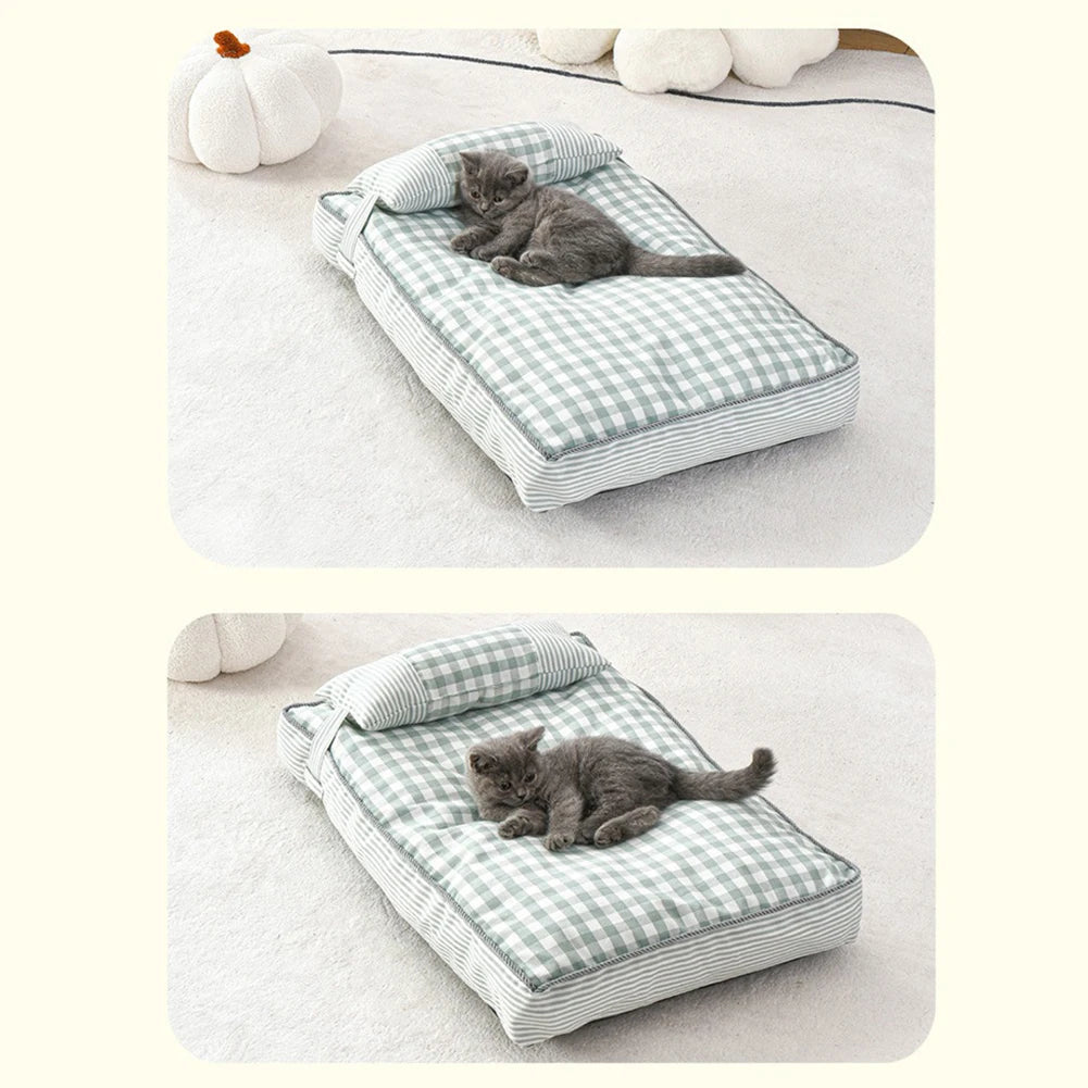 Grands chiens Lit pour chien avec oreiller Couverture de couchage confortable super douce lavable Housse de fond antidérapante Housse amovible Fournitures de matelas