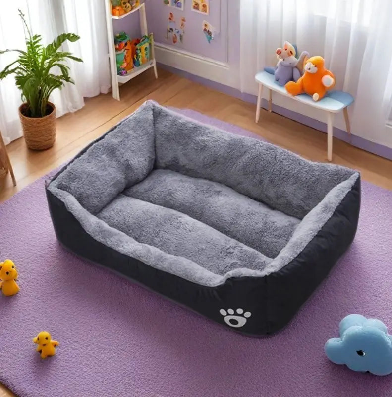 Chenil noir en peluche pour chien, grand, moyen et petit lit de couchage pour chien, antidérapant et résistant aux morsures, tapis de couchage pour animaux de compagnie