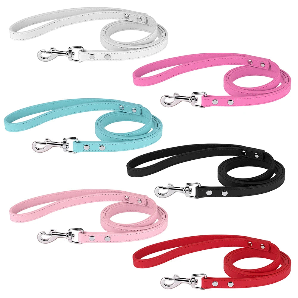 Laisse pour chien en cuir PU de 120 cm Laisse pour chien en cuir souple de 4 pieds Laisse d'entraînement de marche pour animaux de compagnie Durable pour petits chiens moyens Pitbull Chihuahua