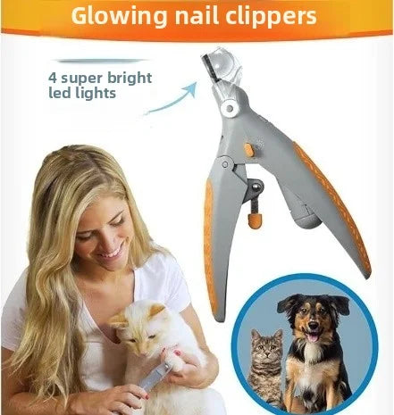Pet nail clippers, large light-up nail clippers, LED splash-proof nail clippers for cats and dogs, and pet cleaning supplies