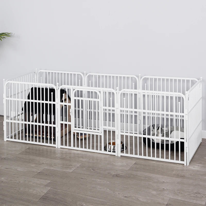 Grand chenil détachable pour chien Porte-animaux de compagnie Parc Exercice pour animaux de compagnie Clôture en fer Chien Chiot Cage de course