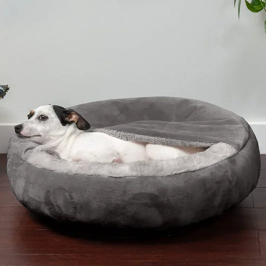 Chenil semi-fermé Coussin de couchage pour animaux de compagnie Chaton Chiot Hiver Nid chaud Tapis de litière Peluche Résistant à la saleté Lit pour animaux de compagnie