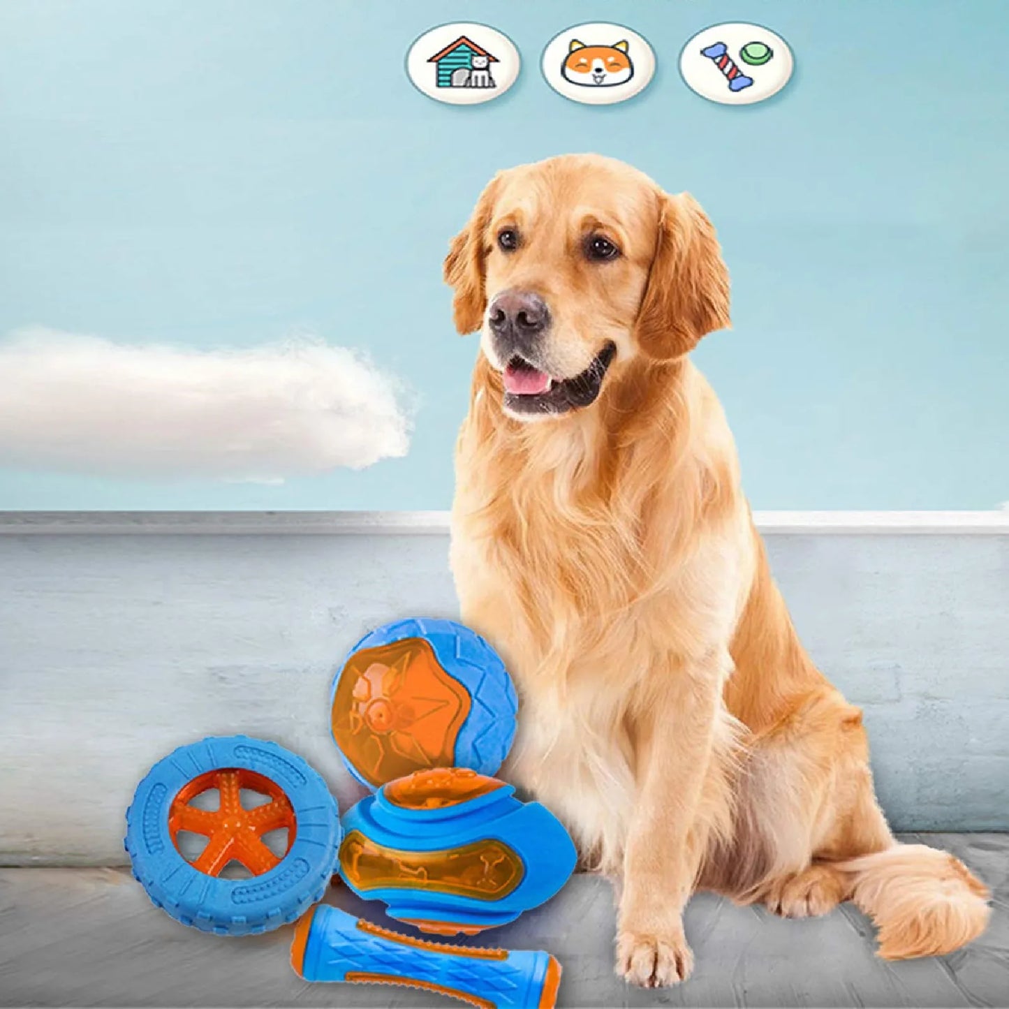 Jouets pour chiens en caoutchouc pour chien à mâcher, résistant aux morsures, jouet de jeu d'entraînement grinçant, jouets interactifs pour chiens pour grands chiens, nettoyage des dents