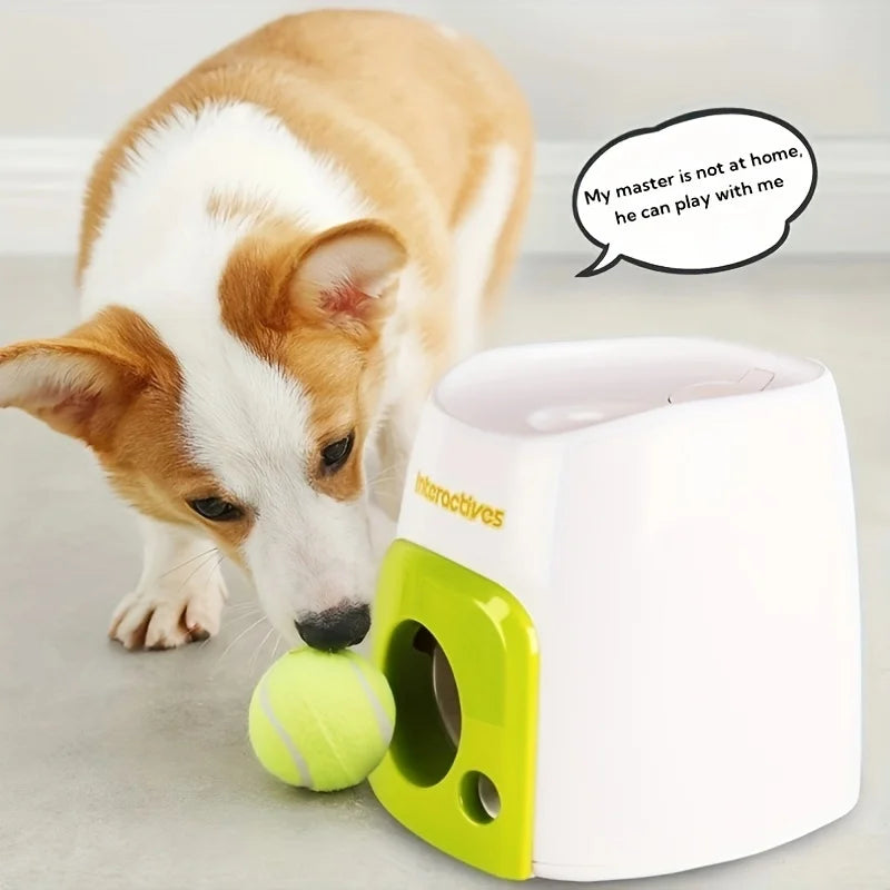 Lanceur de tennis pour animaux de compagnie Chien Chat Chasse Entraînement Jouet amusant Machine de récompense Machine d'alimentation intelligente Machine de lancer avec 2 balles