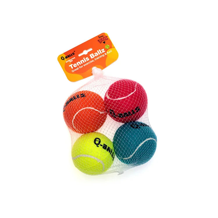4Pcs/Set Jouet pour chien Q-MONSTER Boules à mâcher en caoutchouc naturel à paroi épaisse pour chiens Tennis Balles rebondissantes interactives pour l'entraînement