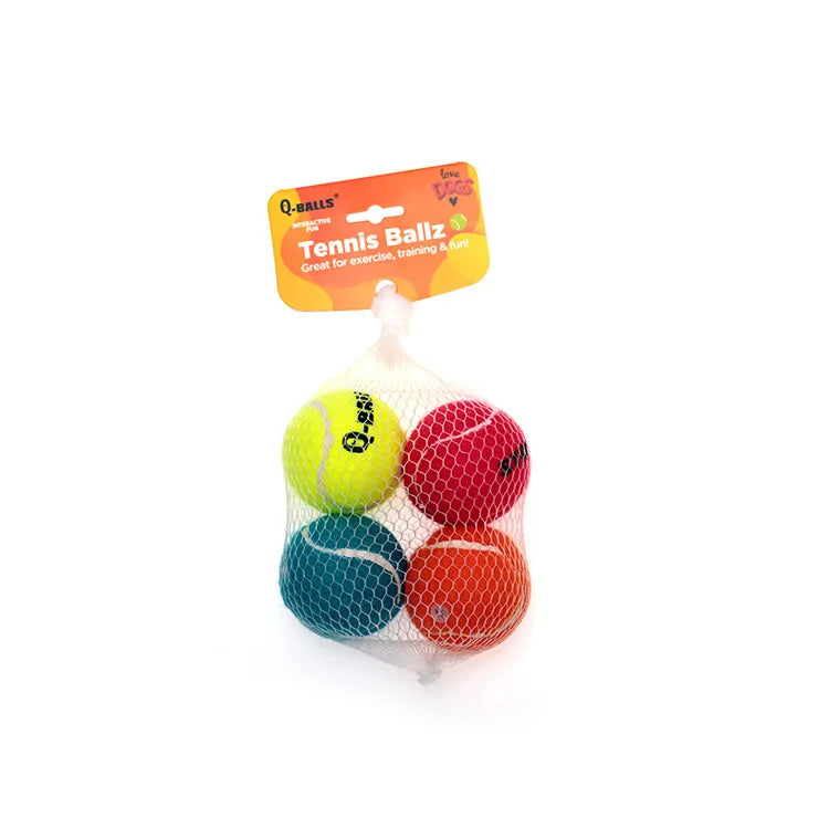 4Pcs/Set Jouet pour chien Q-MONSTER Boules à mâcher en caoutchouc naturel à paroi épaisse pour chiens Tennis Balles rebondissantes interactives pour l'entraînement