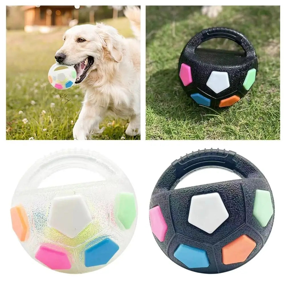 Animal Dog Toys Football Ball Durable TPR Interactive Squeaky Pet Football avec poignée Grincement de dents et entraînement