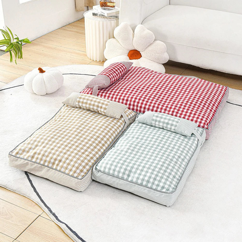 Grands chiens Lit pour chien avec oreiller Couverture de couchage confortable super douce lavable Housse de fond antidérapante Housse amovible Fournitures de matelas