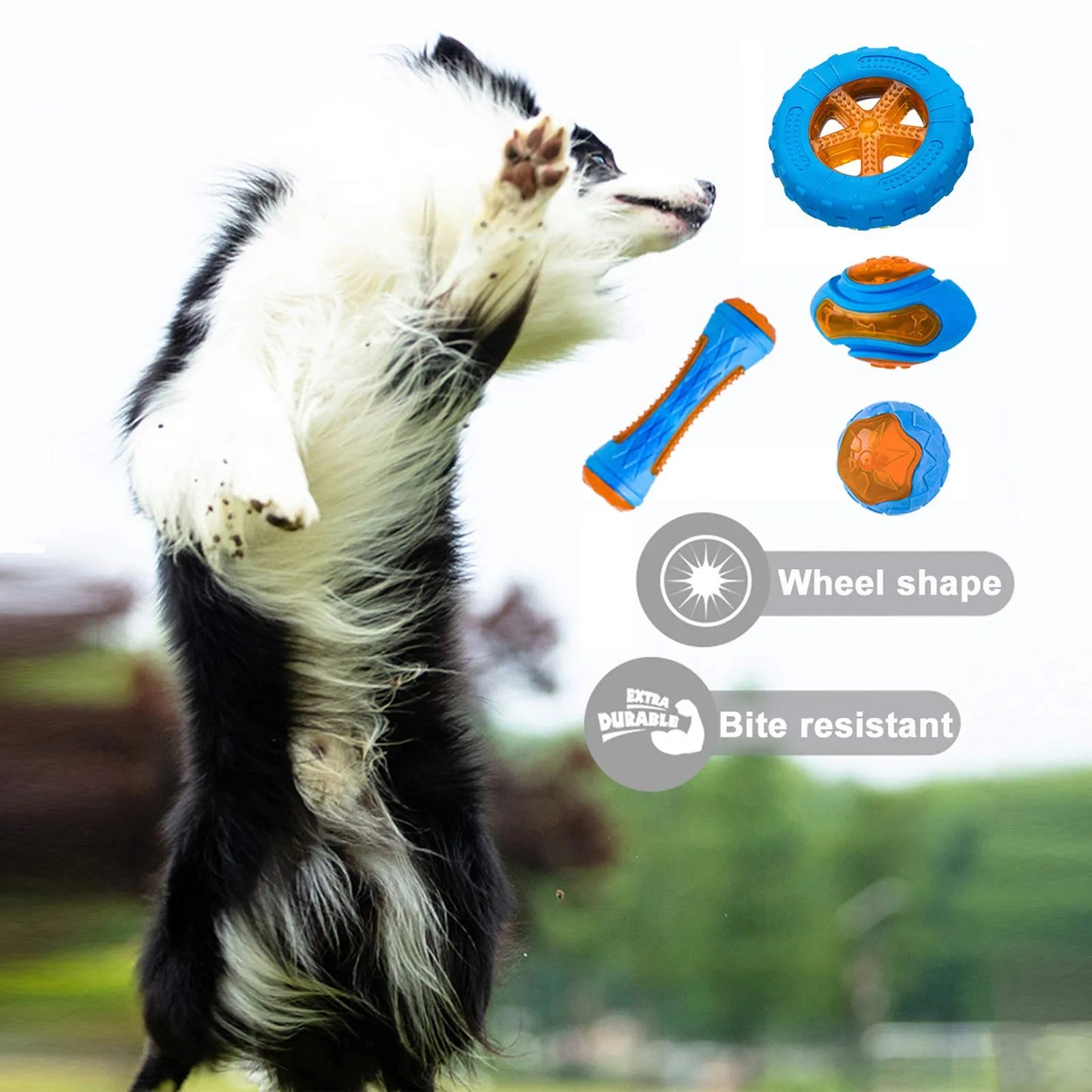 Jouets pour chiens en caoutchouc pour chien à mâcher, résistant aux morsures, jouet de jeu d'entraînement grinçant, jouets interactifs pour chiens pour grands chiens, nettoyage des dents