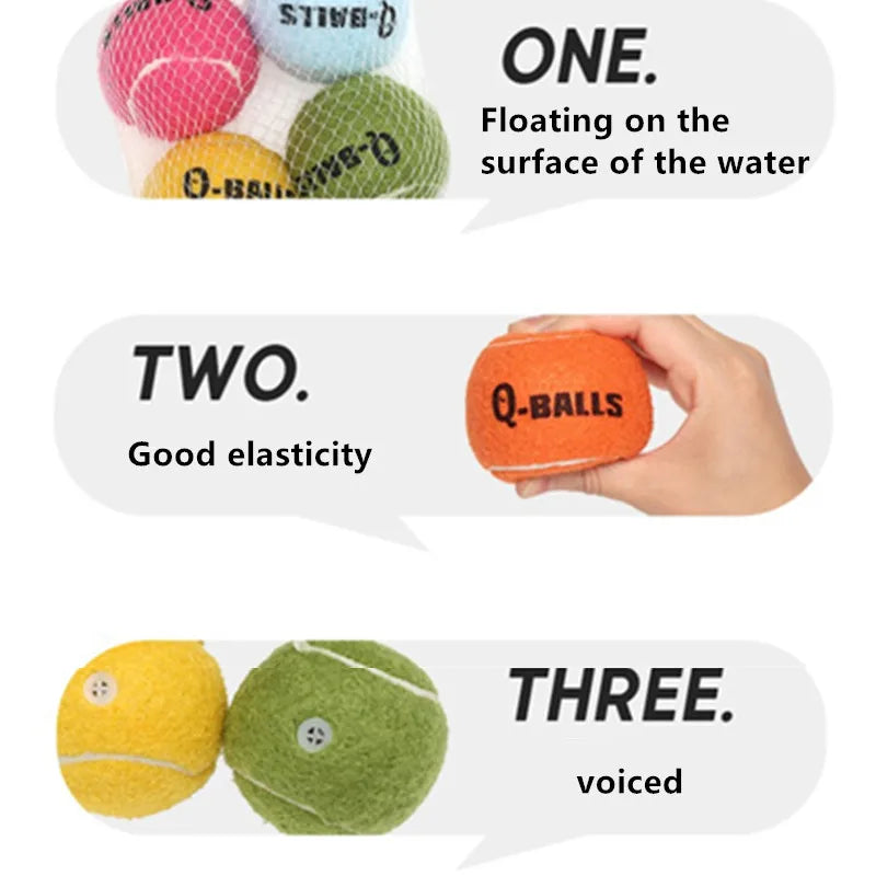 4Pcs/Set Jouet pour chien Q-MONSTER Boules à mâcher en caoutchouc naturel à paroi épaisse pour chiens Tennis Balles rebondissantes interactives pour l'entraînement